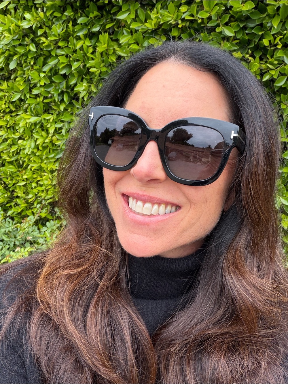 Tom Ford Black Oversized Cat-Eye Women's Sunglasses - Picture 4 of 6